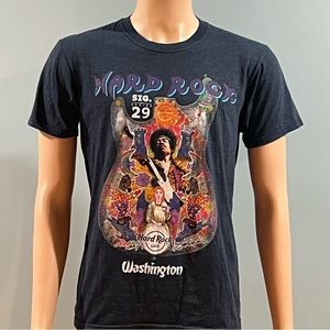 Vintage Dark Blue Hard Rock Cafe Jimi Hendrix T-Shirt - Size Medium